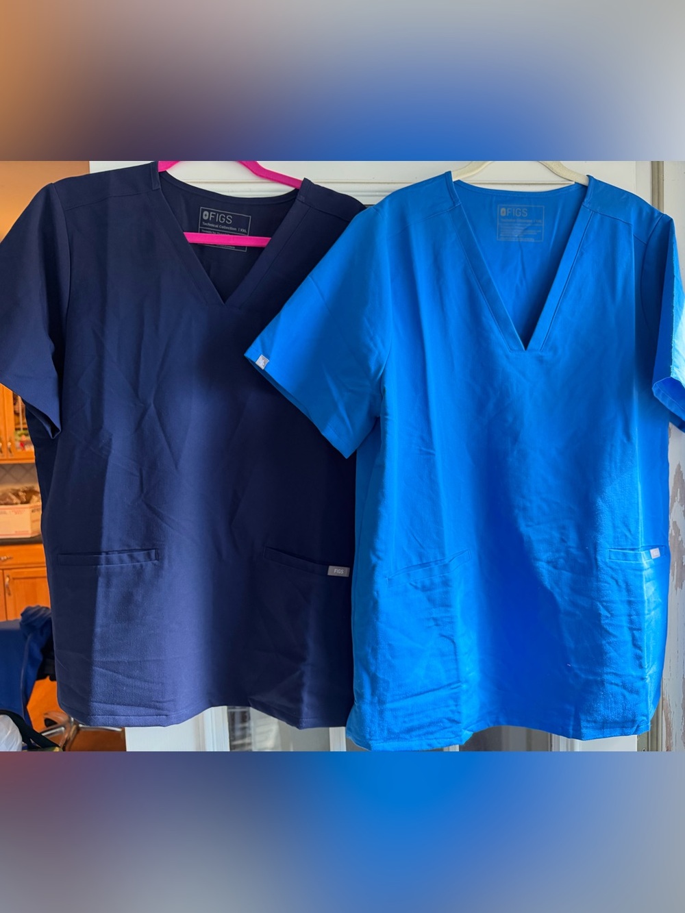 FIGS 2x - V-Neck Casma Scrub Top - Navy & Royal Blue, NWOT, $50